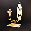 Halloween Shadow Candle Holder Funny Shadow Stand Candlestick with Witch Skeleton Pumpkin Cat Silhouette Holiday Table Centerpiece Home Party