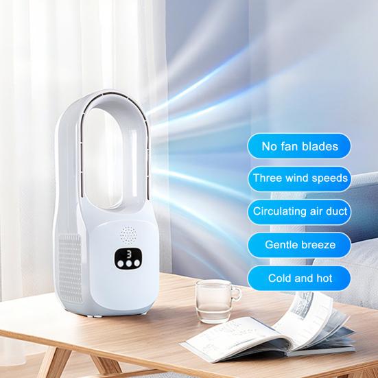 Bladeless Desk Fan with 3 Speeds Digital Display Strong Airflow Low Noise Rechargeable Quiet Cooling Fan