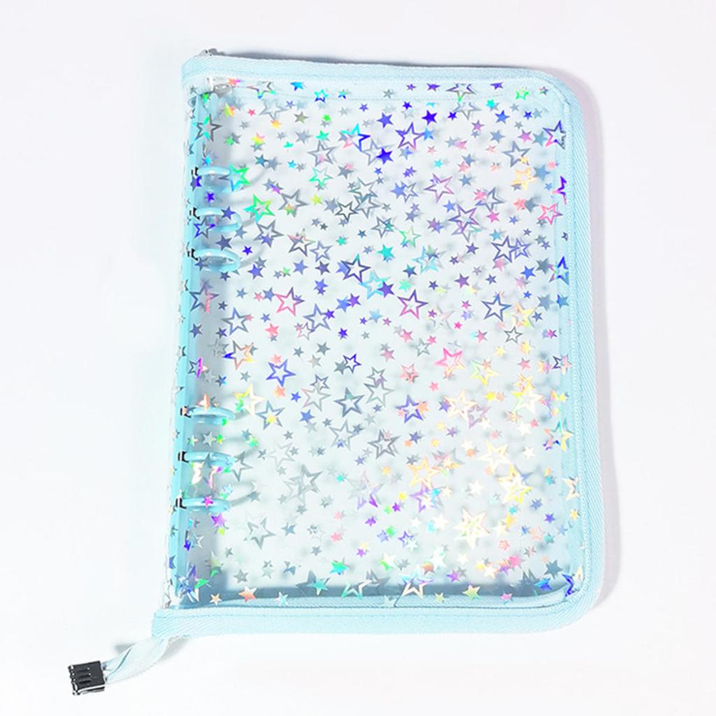 A5 Laser Star Zipper Binder Collect Book Refill Organizer DIY Journal Diary Transparent Kpop Idol Photo Album Kawaii Stationery