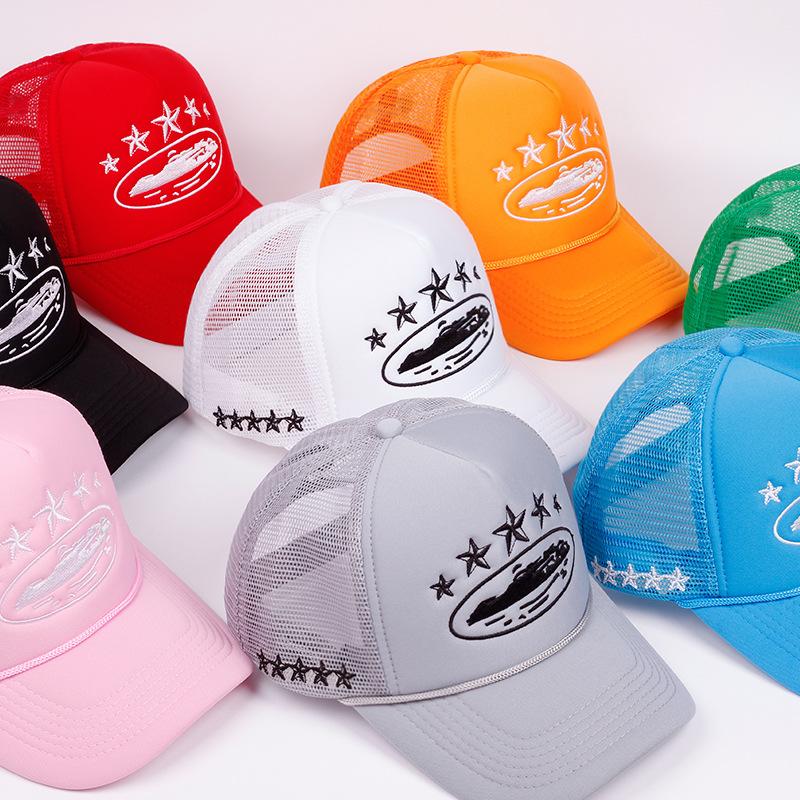 Nové Unisex Pentagram Baseballové Čepice Hip Hop Nastavitelné Prodyšné Osobní Sluneční Clona Síťované Univerzální Street Módní Trucker Čepice