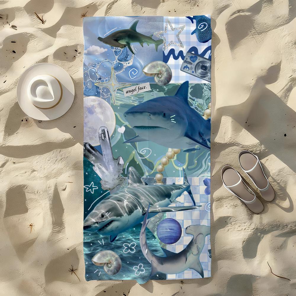 

Ocean life Blue Towel For Swim Yoga Gym Quick Drying Soft and skin-friendly Beach Towels All-Season W30*H60(CM)