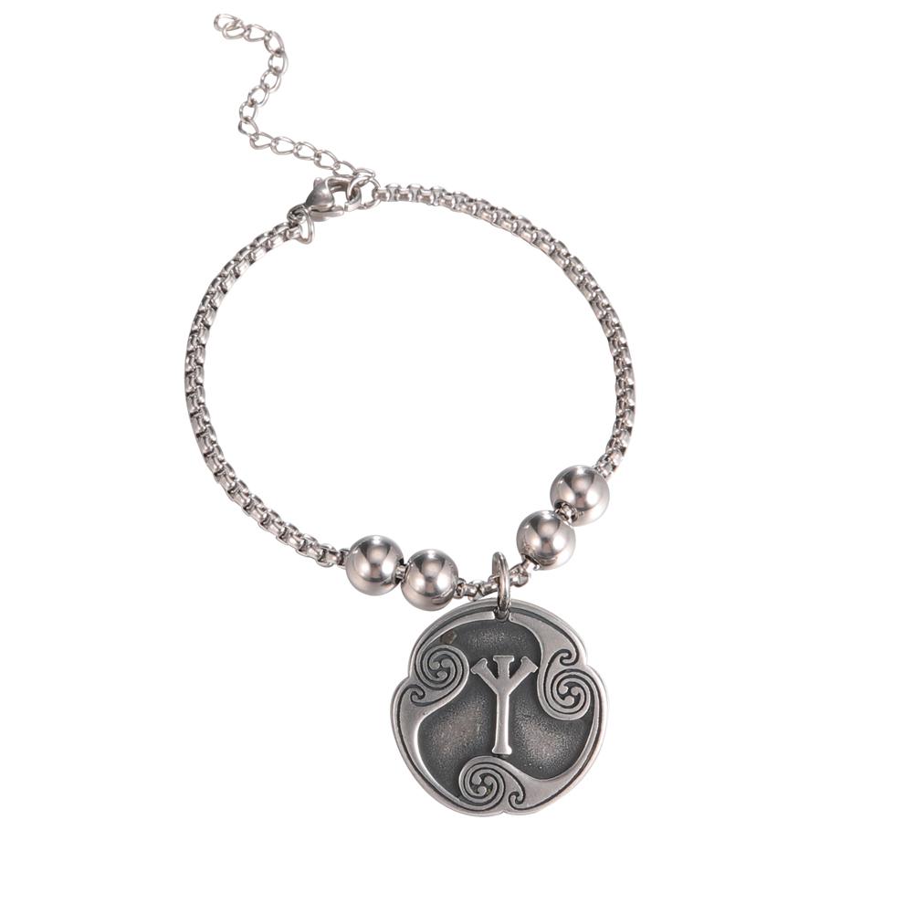 Vintage Norse Runes Bracelet for Men Stainless Steel Box Chain Mysterious Nordic Viking Rune Bangles Amulet Jewelry Gift