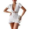 Bodycon Bandage Ruffle Dress, Short Sleeve V-Neck, Summer Fashion for Women