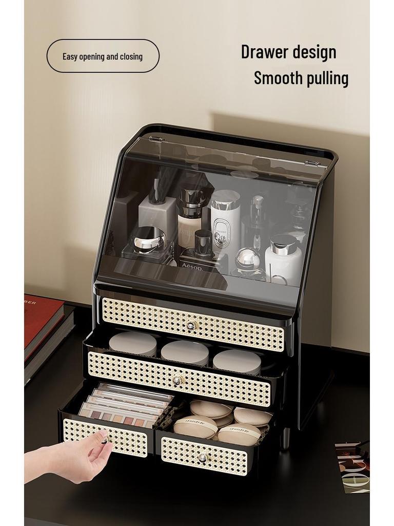 Deluxe Cosmetic Storage Box with Lid: Dustproof, Moisture-proof, Drawer-style Makeup Organizer for Lipsticks