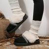 Fashion Fashion Striped Fluffy House Slippers for Women 2025 Winter Warm Plush Cotton Shoes Woman Comfort Non Slip Fur Platform Slippers