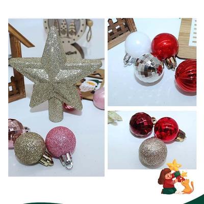 30pcs Plastic Christmas Balls Pendants Shatterproof Special-shaped Christmas Ornaments Electroplated Star