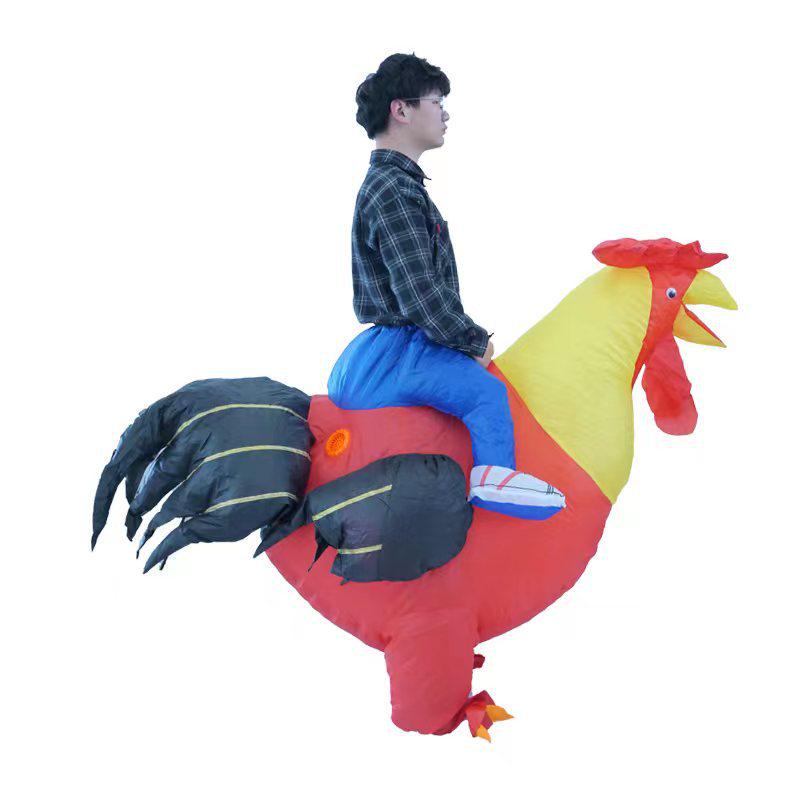 Inflatable Big White Chicken Costume with Colorful Wings for Adult Parties and Performances