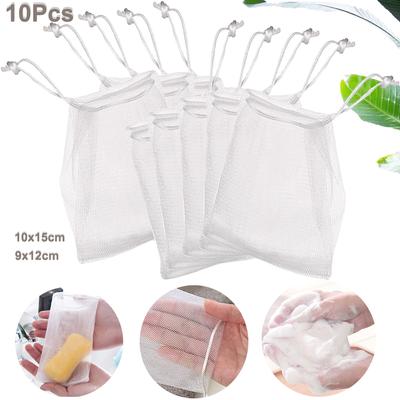 Sabun Torbası 10'lu Paket 9x12cm File Köpüren Ağ Sabun Kesesi Çantaları Sabun Koruyucu Kese File Çantalar Banyo ve Duş için İpli