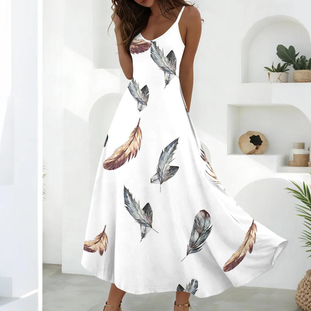 Summer Dresses For Women Dresses Long Flowy A Line Sleeveless Sundresses With Pockets