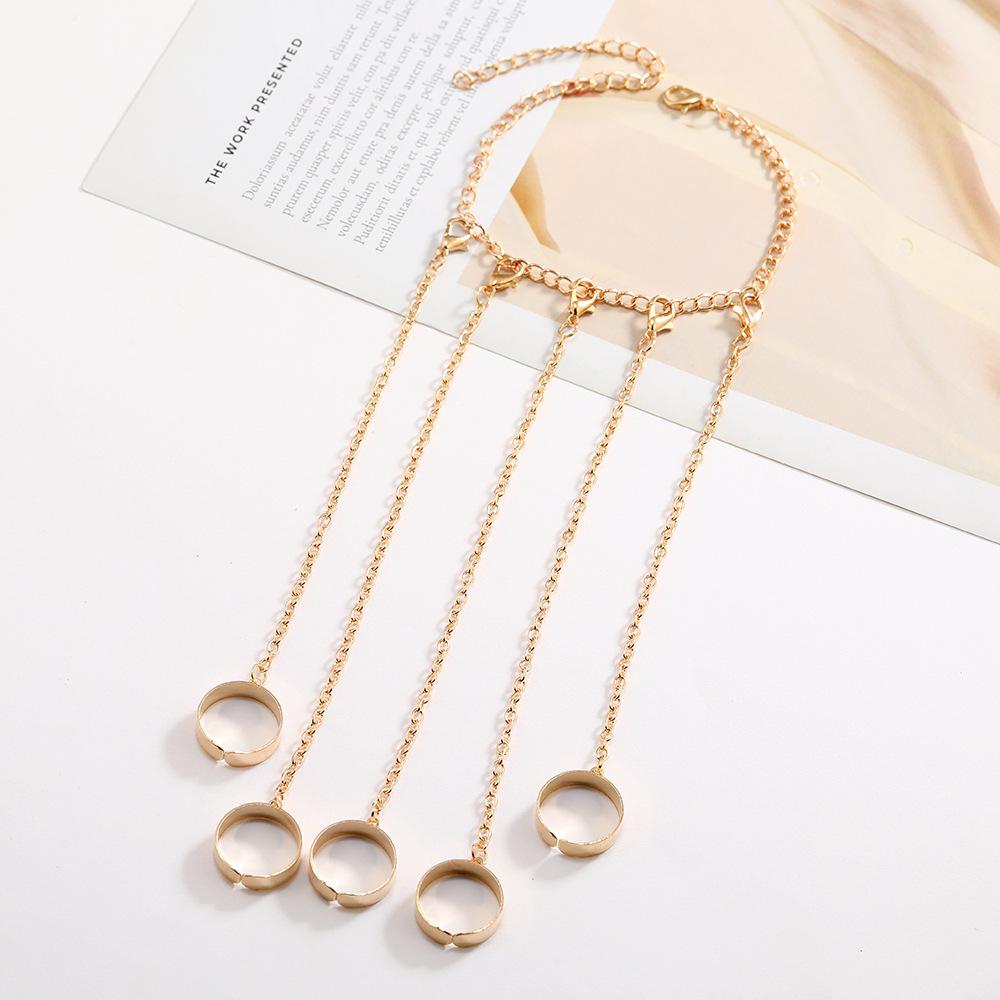 Jewelry Selling Personality Disco Dancing Chain Combination Ring 5 Ring Connection