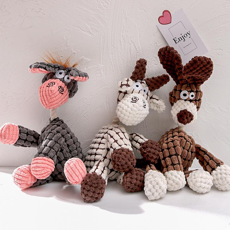 Manufacturer Cute Cartoon Donkey Squeaky Dog Toy Indestructible Plush Pet Toy Bite-Resistant Cotton Rope Luxury Style