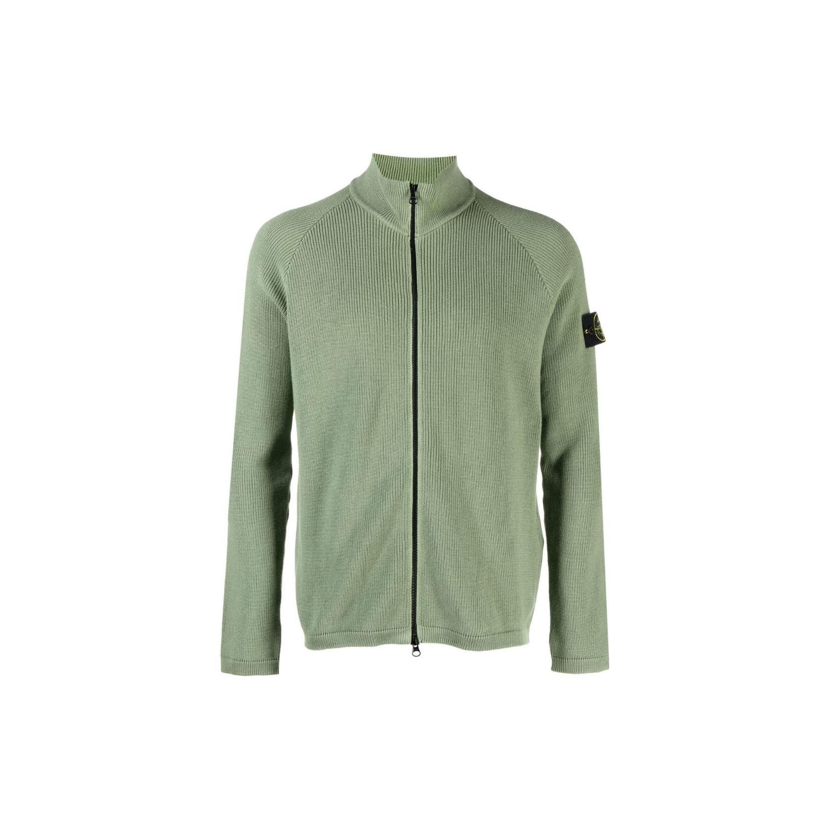 Stone Island Lz23 Effen Kleur Opstaande Kraag Ritssluiting Gebreide Trui Heren trui Olijfgroen 7815526D8-V0055 XL