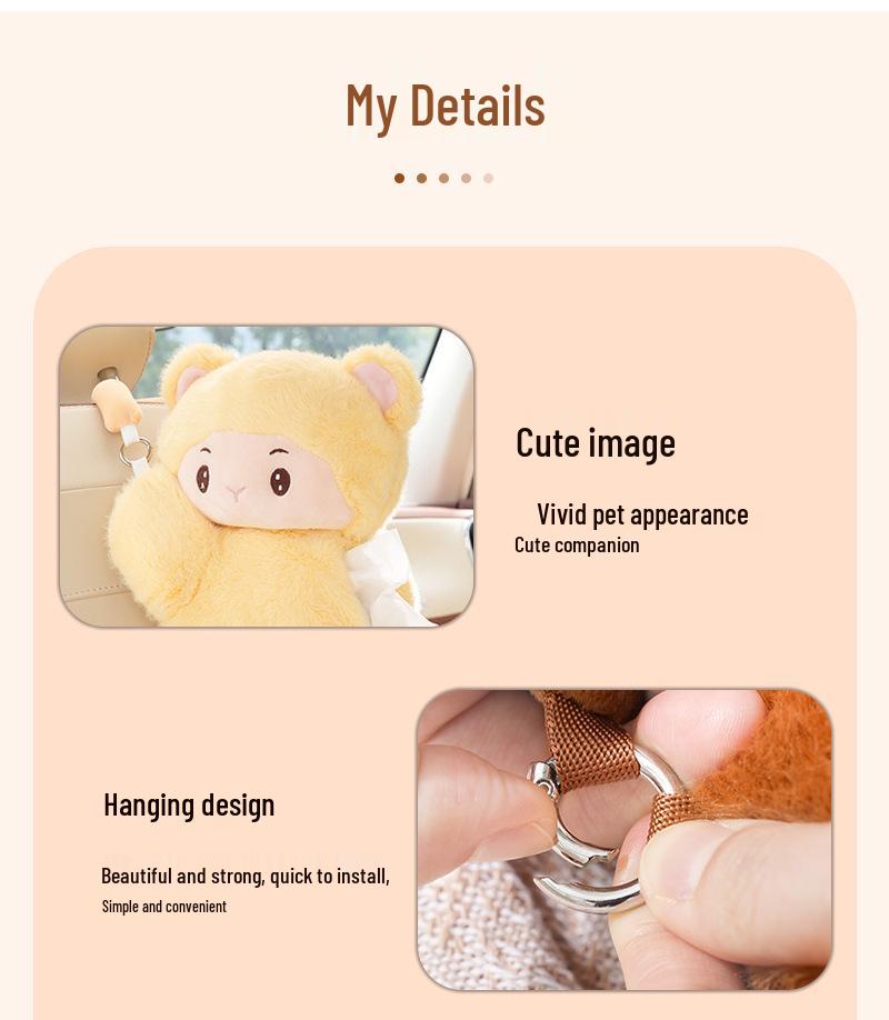 Plush Monkey Car Tissue Holder: Cute Cartoon Doll Pull-Out Tissue Box for Interior.