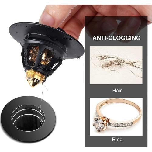 Universal Pop Up Valve Plug Drain Filter Drain Fitting Sink Bounce Drain Plug Bounce Drain Filter Sink Drain Plug Stopper with Basket