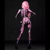 Women Halloween Party Costume Turtleneck Skull Print Long Sleeve Jumpsuit Outfit Scary Skeleton Bodysuit for Adults