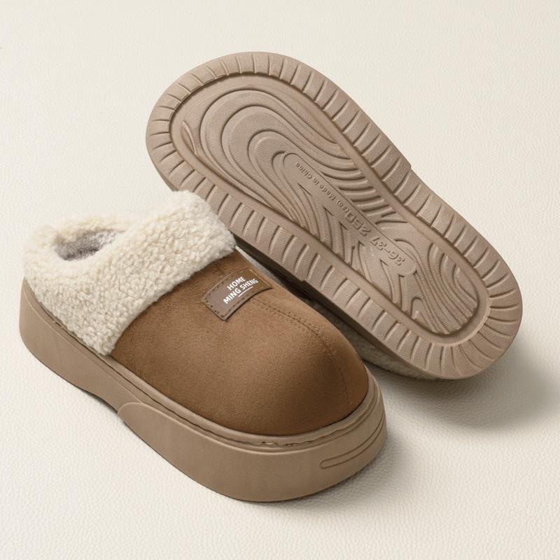 New home slippers autumn and winter shoes indoor thick-soled heightened piled warm non-slip cotton slippers
