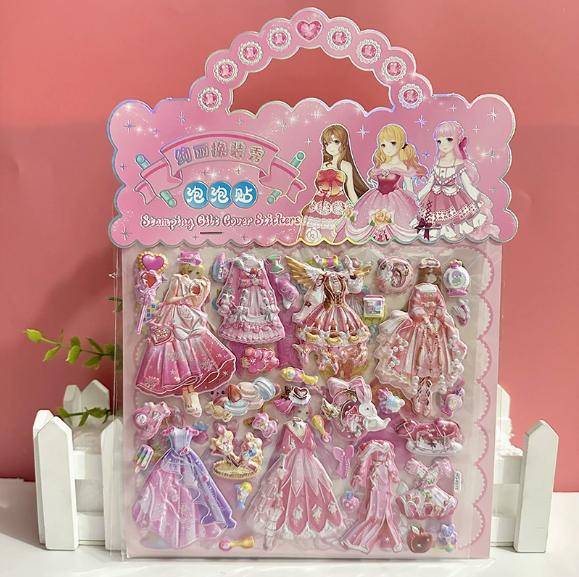 Sheets/Bag Kawaii Princess Dress Up Sticker Cartoon Diy Foam Bubble Stickers Cute Decorative 3D Puffy Stickers Kids Toy