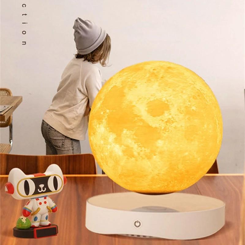 Levitating Luna Maglev Moon Lamp Night Light Mirror Base 3D Printing Moon 18cm 3 Colors Great Gift for Christmas Birthday