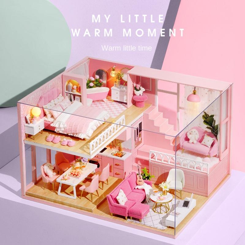 DIY Puppenhaus Miniatur Handgemachtes Kleines Haus Modell Spielzeug 3D Zusammengebautes Loft Valentinstag Geburtstagsgeschenk
