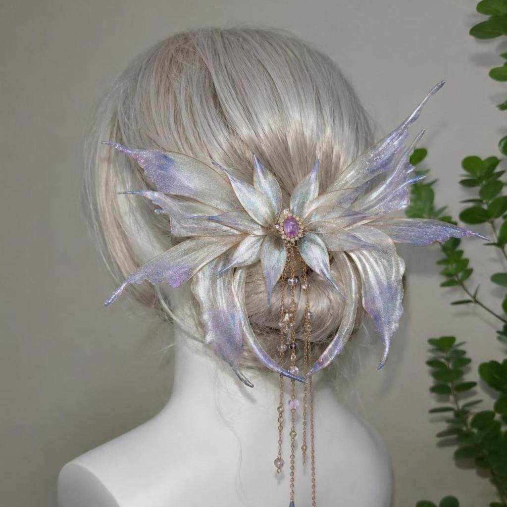 Fermacapelli Elettronico a Farfalla Ala di Farfalla Decorativa Ornamentale Traslucida per Capelli