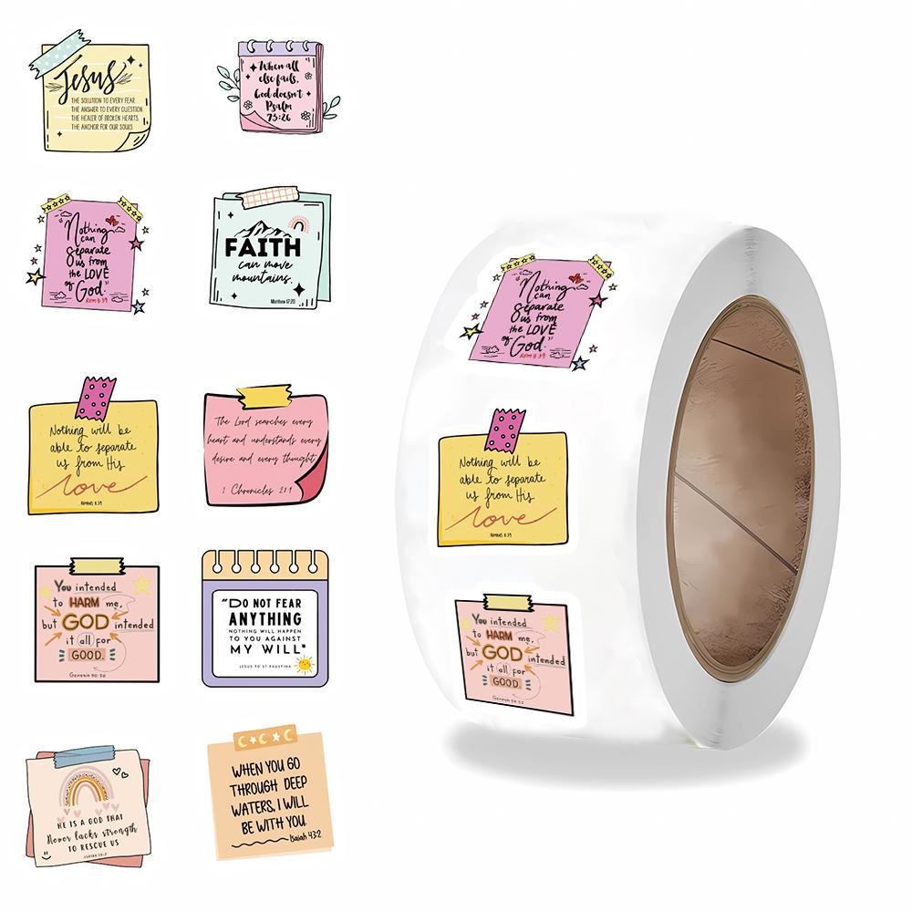 500PCS Bible Notes Roll Stickers Motivational Funny Notebook PVC Laptop Stationery for Laptop Luggage Phone Stickers