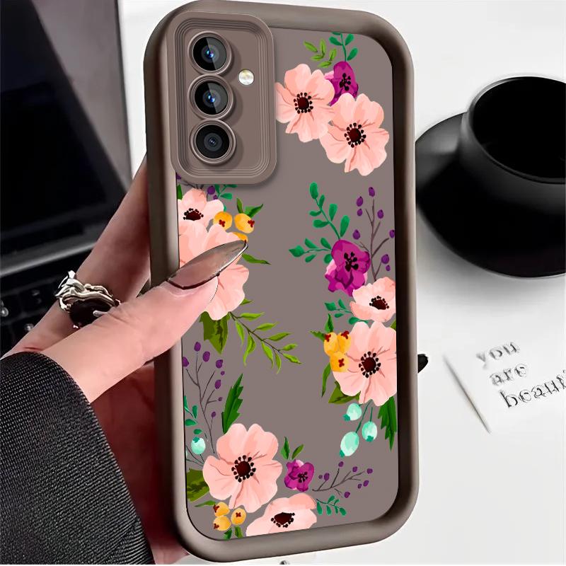 Romantic Flower Print Case for Samsung Galaxy S25 Ultra Plus S24 S23 S22 S21 S20 FE A73 A72 A71 A56 A55 A54 5G A52 A52S 4G Cover