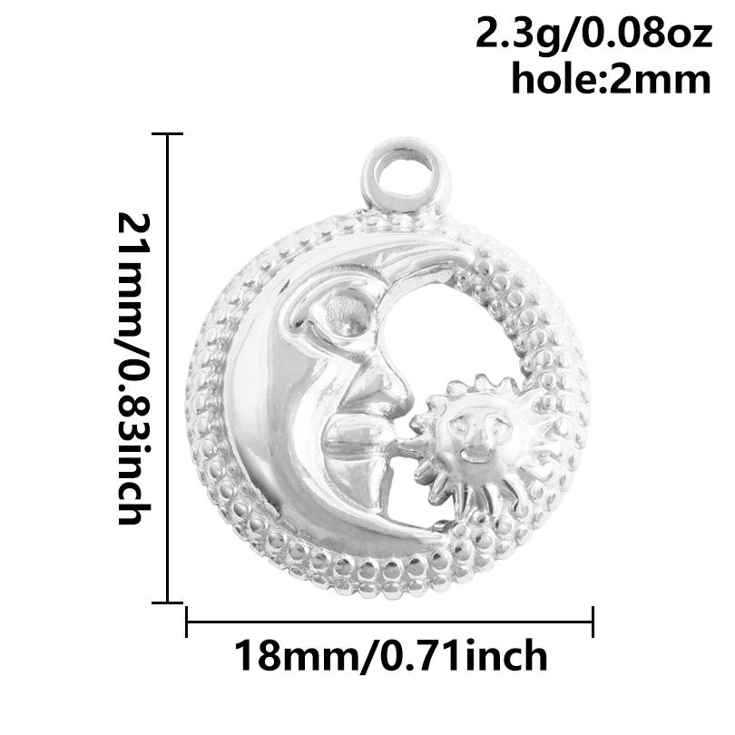 6pcs Steel Color Assorted Pendant Filligree Moon Sun Doji Charm Stainless Steel Charms For Jewelry Making Bracelets DIY Keychain