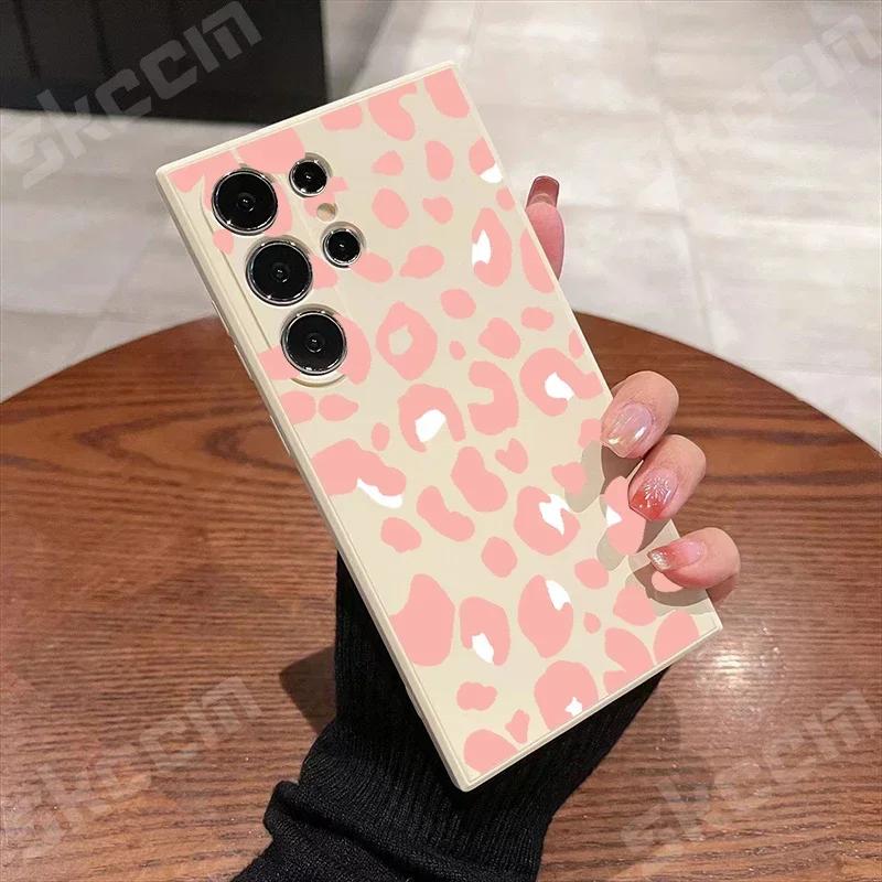 Fashion Leopard Print Phone Case For Samsung Galaxy S24 Ultra S23 Plus S22 S20 FE A73 A72 A71 A55 A54 A51 A50 Shockproof Cover