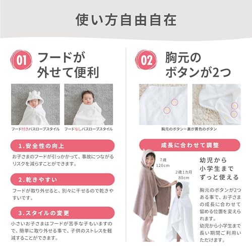 [Dechu] Dermatologist Recommended Baby Bathrobe - Baby Shower Gift for Boys and Girls, Baby, Kids, Newborn, Swaddle, Made In Japan, Bath Towel, Senshu