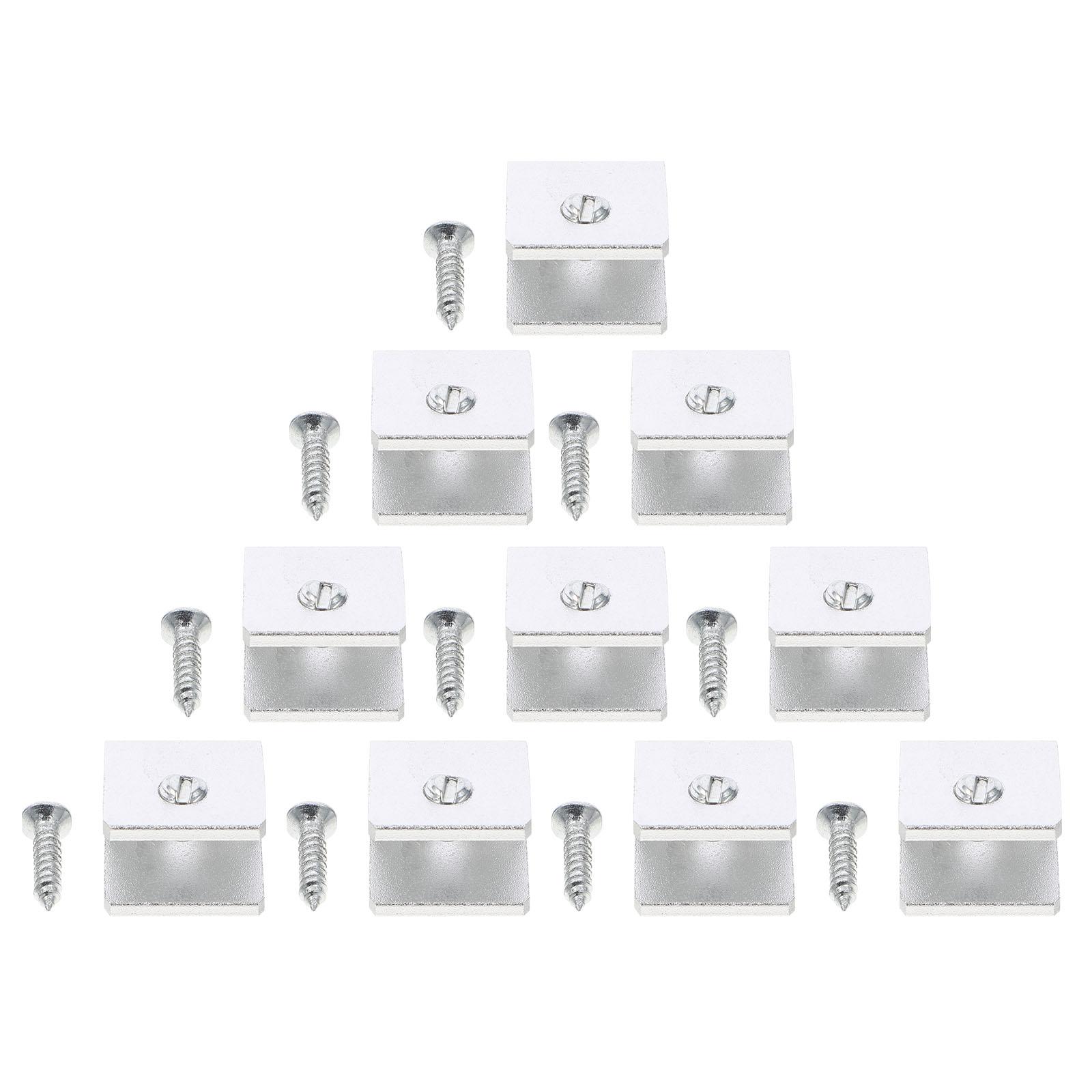 

10 Pcs Shelf Glass Sandwich Plate Support Clip Clamp Floating Shelves Bracket Mounting Clamps 1.9X1.8X1.35CM серебряный