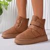 Hook Loop Pu Leather Platform Snow Boots Women Thick Bottom Warm Plush Ankle Boots Woman Comfot Anti Slip Winter Booties Mujer
