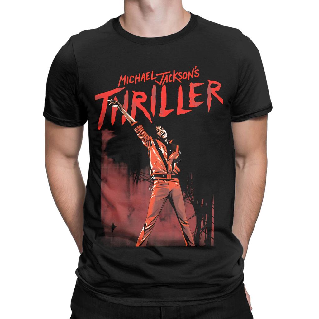 The King of Pop Michael Jackson Men T Shirts  Funny Tees Short Sleeve Crewneck TShirts 100 Cotton Plus Size Tops