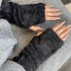 Loch Wollhandschuhe Einfarbig Lange Fingerlose Ärmel Langer Handgelenkschutz Gestrickte Warme Ärmel JK