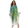 Vacation dress, long robe, loose positioned print beach cover-up, bikini dress