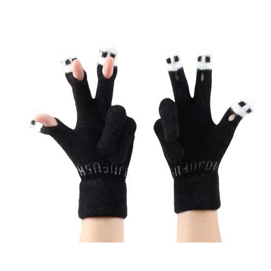 Cute Warm Fuzzy Gloves Women Men Cozy Plush Touch Screen Gloves Winter Funny Finger Gloves for Texting Writing Driving
