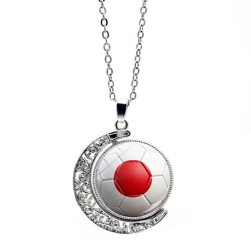 FIFA World Cup Flag Football Necklace Women's Versatile Creative Rotating Moon Pendant Sweater Chain