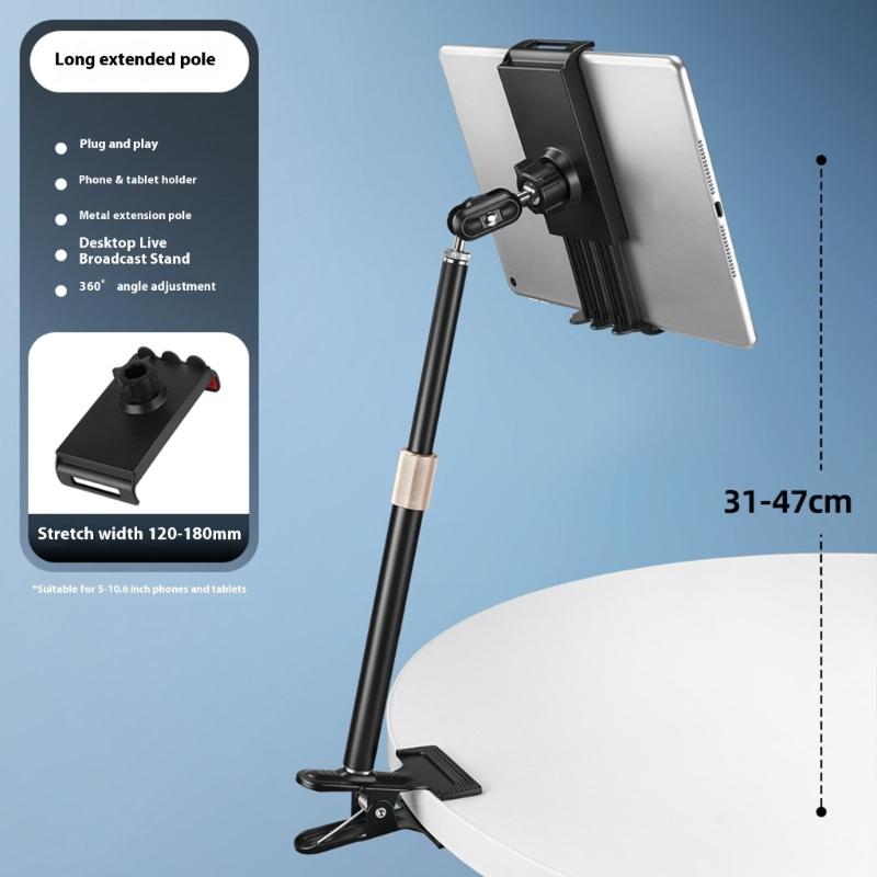 Supporto per Telefono per Tablet da 5-13 Pollici Supporto Pali Retrattili con Testa a Sfera Rotante a 360° Supporto per Ufficio Studio Intrattenimento