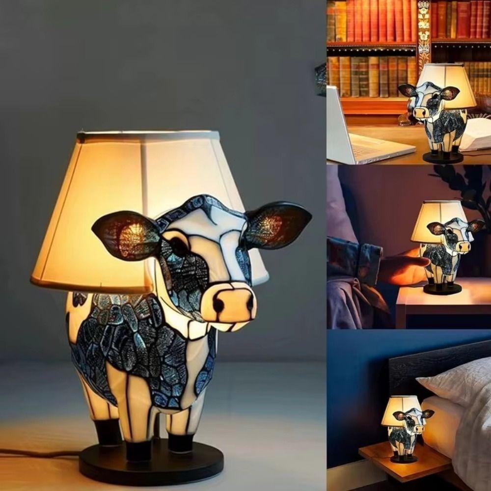Cattle Shaped Animal Table Lamp Resin Calf Led Lamp Bedside Desk Night Light  for Living Room