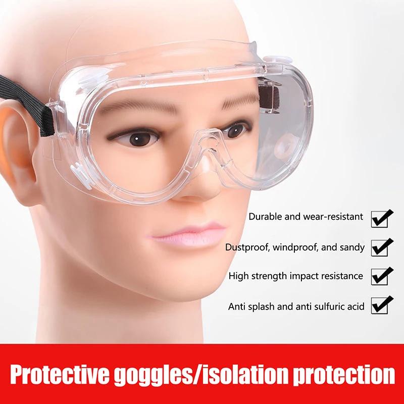 EN166 Certified Scratch-Resistant Transparent Anti-Fog Anti-Static PC Lens Safety Goggles Industrial Construction Chemical