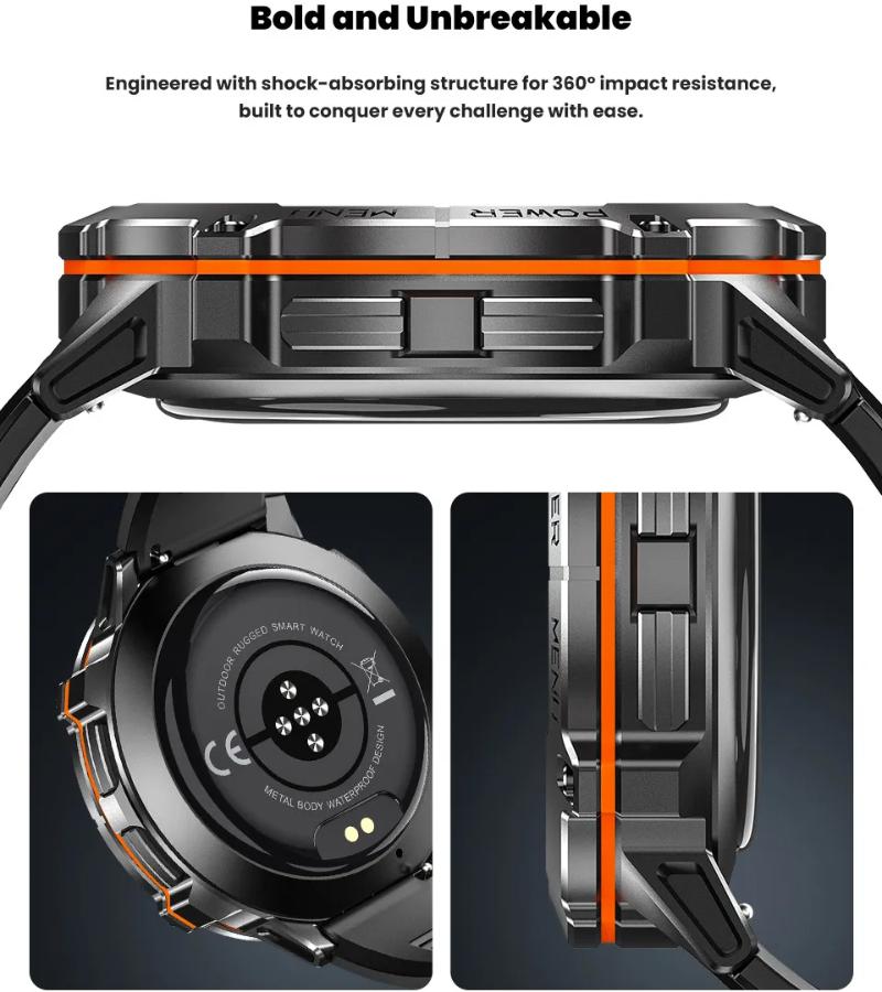 Outdoor Sports Smartwatch 1000mAh Battery 1.73-inch AMOLED Screen Men's Watch Compass 10ATM Waterproof Bluetooth Call Smartwatch