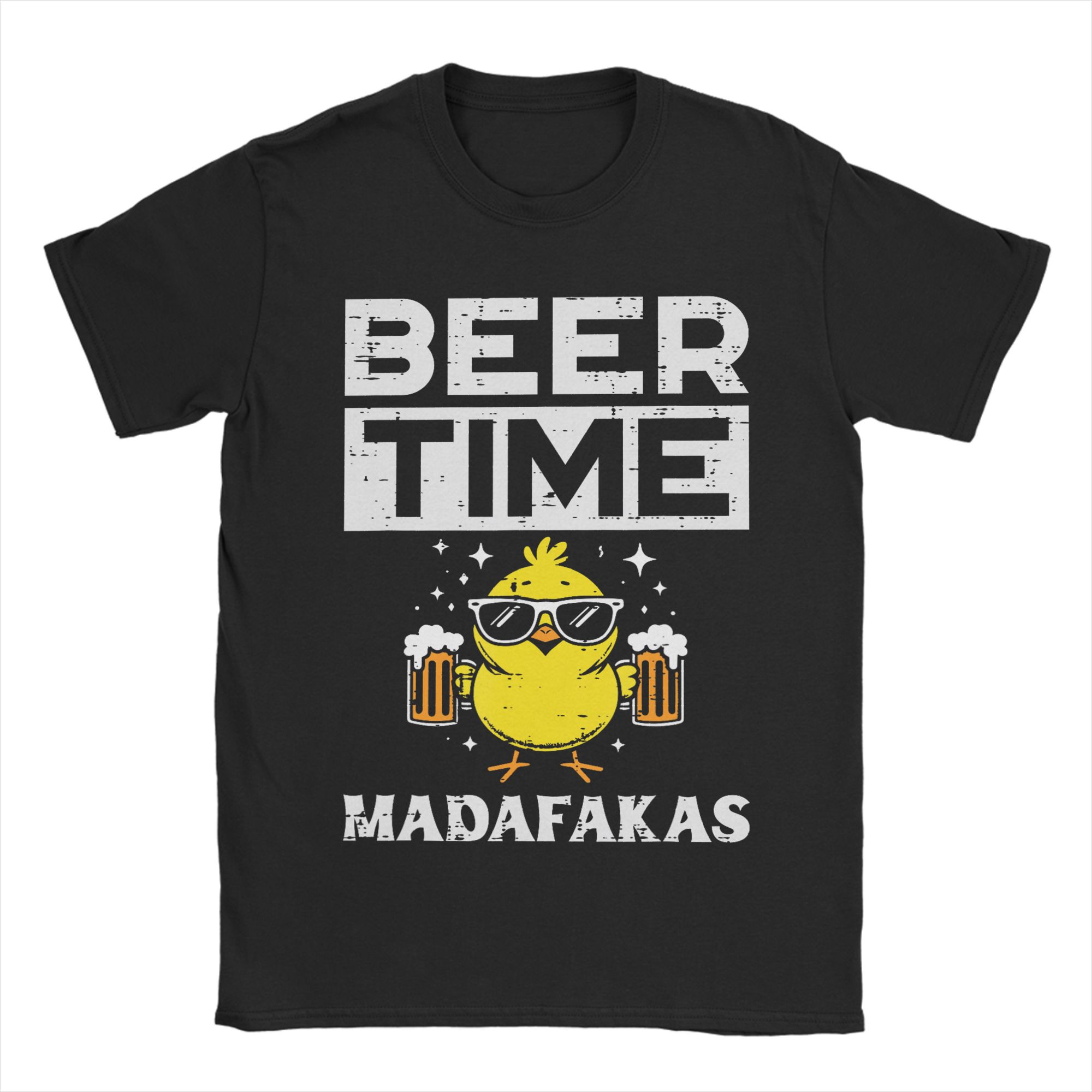 

Beer Time Madafakas Fun Chicken Hippie TShirts 100 Cotton Tee Shirt for Couple Y2K Funny Plus Size 6XL Short Sleeve Tops 4XL
