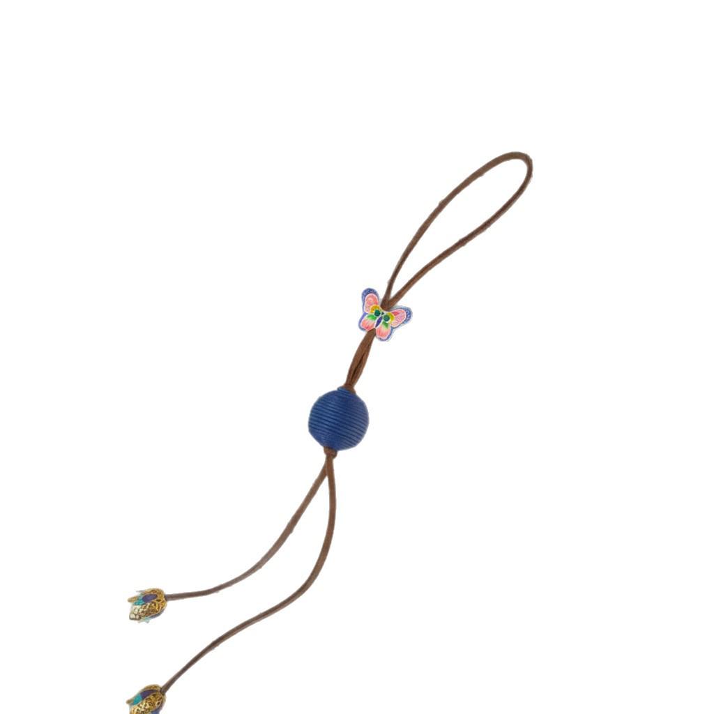 Cadena para Teléfono con Colgante de Trébol de Cuatro Hojas y Mariposa Tejida de Lana Bohemia para Mujer