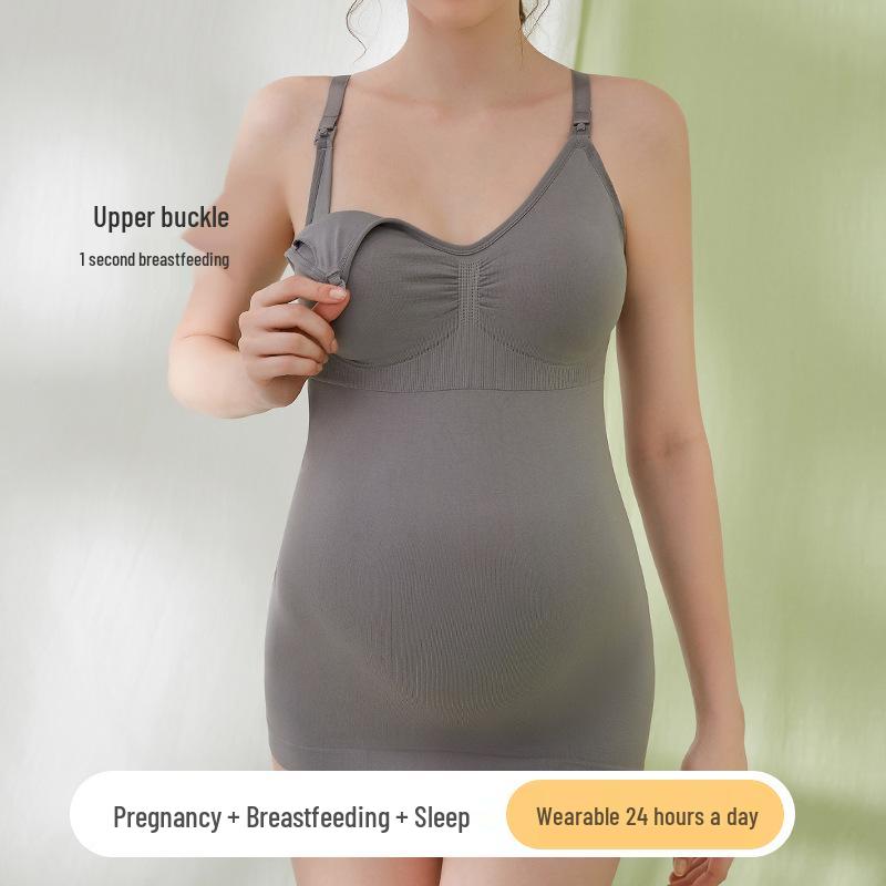 Jednodílná vesta pro těhotné a kojící ženy ve větších velikostech: Pohodlné, vhodné pro kojení, poporodní oblečení bez pásku