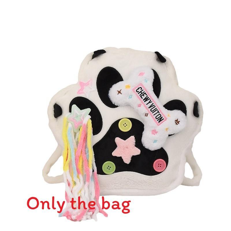 Cat Paw Shaped Plush Backpack With Bone Plush Toy And Decoration Startassel