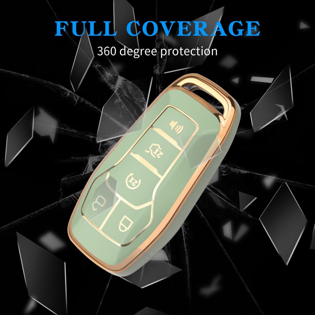 MILD EAST Key Fob Cover for Ford with Key Chain Soft TPU Car Key
