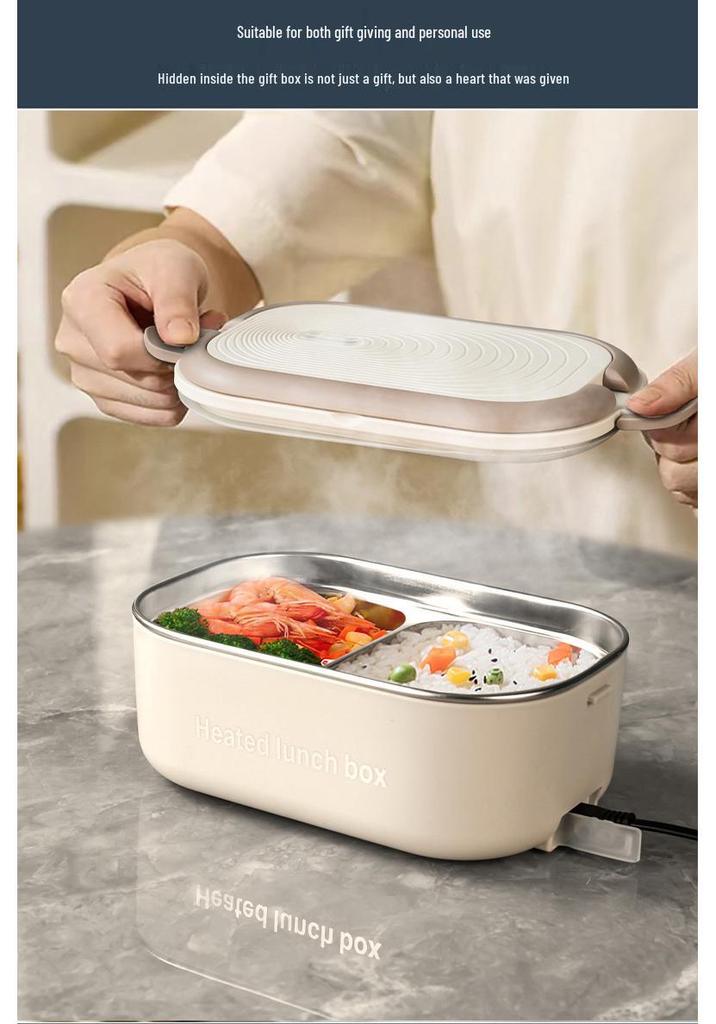 Stainless Steel Electric Heated Lunch Box - Insulated Student Bento Box