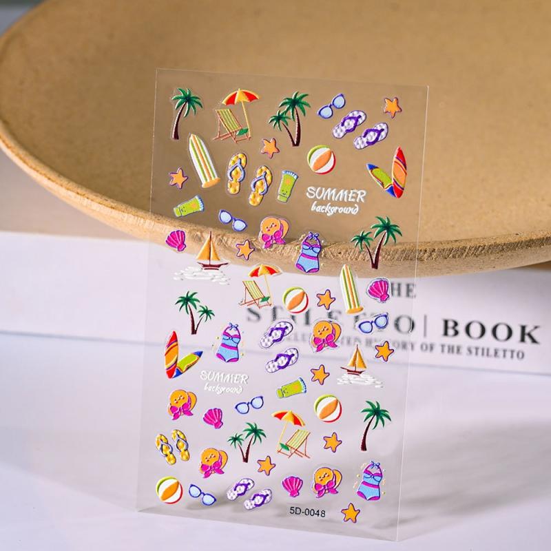 

5D Relief Beach Shell Nail Art Sticker 6*10Cm Embossed Colorful Shell-Adhesive Nail Decals