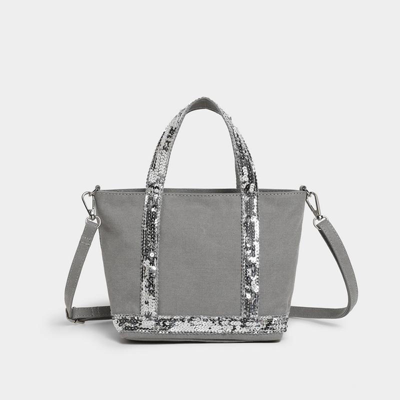 Fashi Brand Sequined Small Square Bag Simple Retro Fashi Handbag Commute Travel Unisex Zipper Shoulder Messenger Canvas Bag