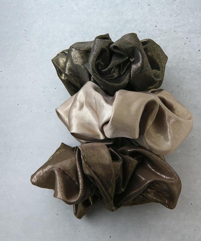 VINGTAINE Metallic Scrunchie Hair Accessory for Gorgeous and Elegant for Updos, Adults, Women's HS-224-BLACK