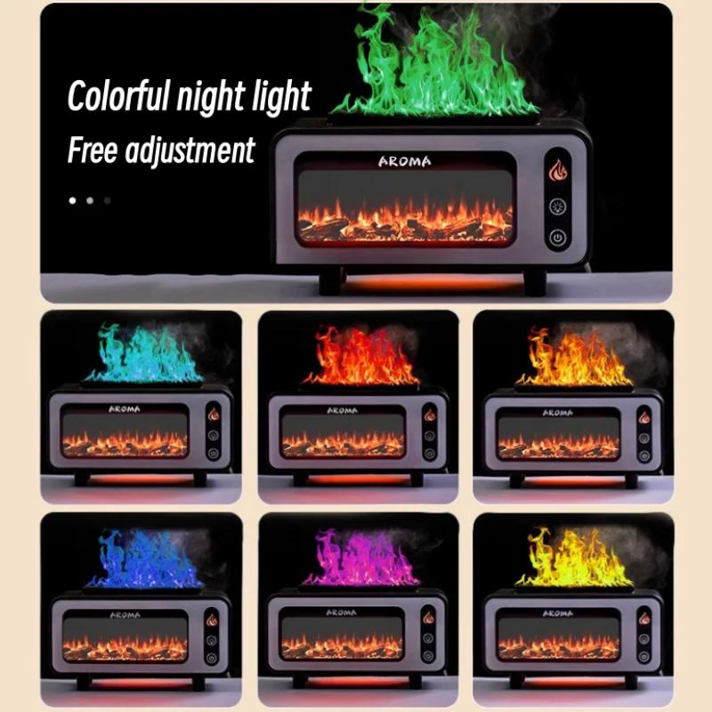 NEW 3D Simulated Fireplace Diffuser 7 Colors LED Ultrasonic  Essential Oil Fire Flame Air Humidifier   Office Use 2025